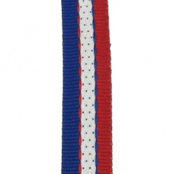 Striped Grosgrain Ribbon / Width: 15 mm / Blue, White, Red