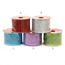 Decorative Christmas Ribbon, Organza, Wired edge, glitter 50 mm - 2.70 meters
