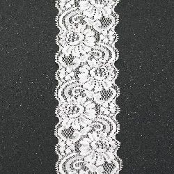 Panglică din dantelă elastică 65 mm alb - 1 metru