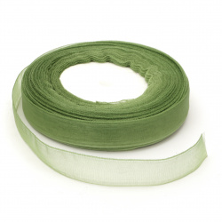 Organza ribbon 15 mm green dark ~ 45 meters