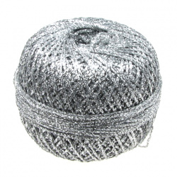 Braided Metallic Cord, Gift Wrapping, Decoration, 10% Polyamide 50 grams silver -400 meters