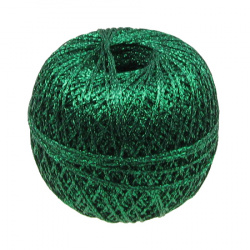 Ламе плетено Ст 90 процента ламе 10 процента полиамид 50 грама зелено -350 метра