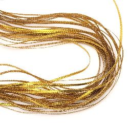 Braided Metallic Cord, Gift Wrap Craft String 3mm flat gold -100 meters
