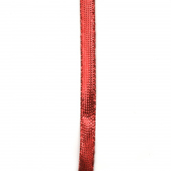 Braided Metallic Cord, Gift Wrap Craft String 8 mm flat red -5 meters