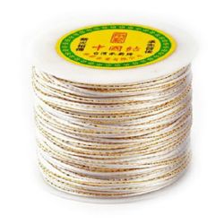 Polyester cord with lame 2 mm white -1 meter