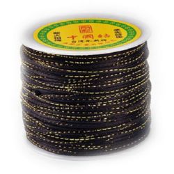 Polyester cord with lamella 2 mm black -1 meter