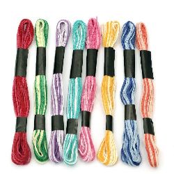 Cotton Cords, Embroidery, Jewelry Making melange 6 strands of assorted colors ~ 8 meters