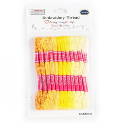 MOULINE Embroidery Thread,  Yellow Range, 6 Strands of 8 meters - 12 pieces