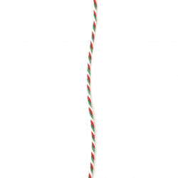 Cablu de bumbac 2,2 mm presat alb, roșu și verde 3x4 kata ± 20 metri