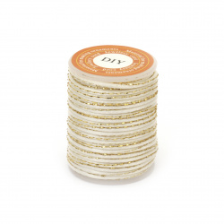 Polyester Cord with Gold Lame / 1.5 mm / White - 4 meters