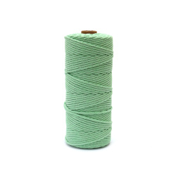 Cotton Cord / 3 mm / Color: Light Green - 100 meters