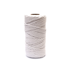 Шнур памук 4 мм цвят бял -100 метра