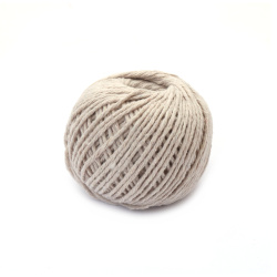 Twisted Cotton Cord 1.5 mm, Ecru -50 grams