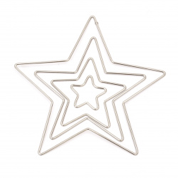 4 Pieces Metal Star Shaped Craft Hoops / 45,100,150 and 200 mm /  Silver