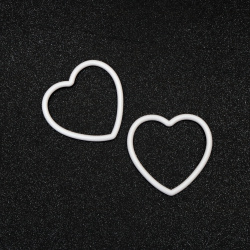 Inima din plastic pentru decor 6 cm alb - 4 bucati