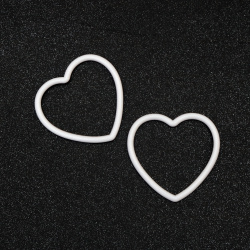 Inimă din plastic pentru decor 10 cm alb - 2 buc
