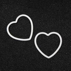Inimă din plastic pentru decor 14 cm alb - 2 buc