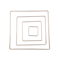 Set of Square Metal Rings /  50,100,150 and 200 mm / Silver