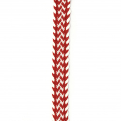 Cotton Braided Ribbon for BABA MARTA Day / Width: 15 mm / Red-White - 1 meter