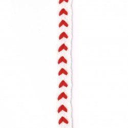 Snur 10 mm bumbac alb cu roșu -1 metru