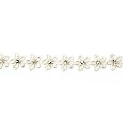 Artificial String Pearls / Flowers with Rhinestones / 15 mm / Cream - 1 meter