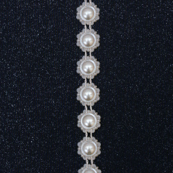 ABS Plastic Imitation Pearl Ribbon Trimming, Wedding Decoration Accessroies15 mm cream color -1 meter