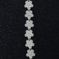 ABS Plastic Imitation Pearl Ribbon Trimming, Wedding Decoration Accessroies 13 mm cream color -1 meter