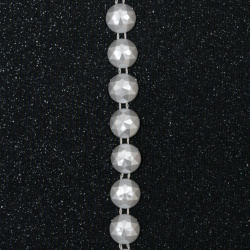 ABS Plastic Imitation Pearl Ribbon Trimming, Wedding Decoration Accessroies 10 mm color white -1 meter