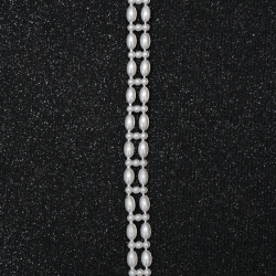 Γιρλάντα πέρλα οβάλ διπλή σειρά 10 mm λευκό - το μέτρο