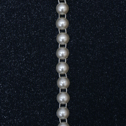 Braid pearl ,Wedding decoracion 10 mm hemisphere color cream - 1 meter