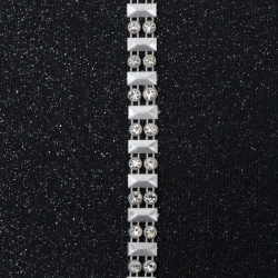 Perla impletita 9 mm cu pietre albe - 1 metru