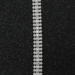 Ширит перлен 13 мм с камъчета цвят бял - 1 метър