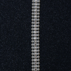 Plastic Lace Imitation / Faux Pearls and Rhinestones / 13 mm - 1 meter