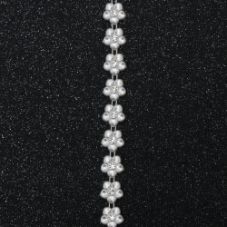 Perla impletita 11 mm cu pietre albe - 1 metru