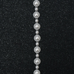 Perla impletita 5 ~ 10 mm culoare alb - 1 metru