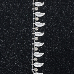 Impletitura perla 9 ~ 18 mm cu pietre albe - 1 metru