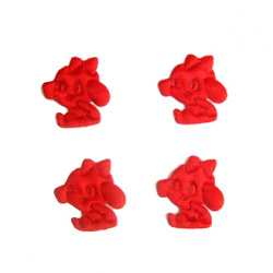 Фигурки от текстил куче с панделка цвят червен 25 мм -50 броя