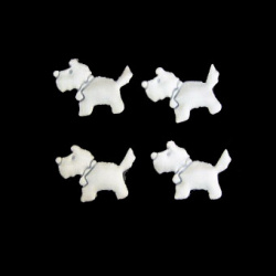 Decorative Textile Figurines, Dog /  White / 25 mm - 50 pieces