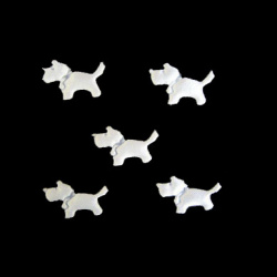 Textile Figures, Mini Dog, White, 14 mm - Pack of 50