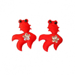 Textile Octopus Figures / Red / 38 mm - 10 pieces