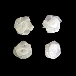 Delicate white rose from tulle 25 mm white - 10 pieces