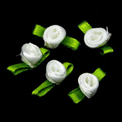 Роза 8 мм с листенце бяла -50 броя