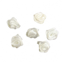 Τριαντάφυλλα σατέν 15 mm λευκό -50 τεμάχια