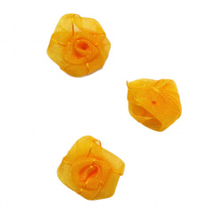 Rose flower head, tulle element for decoration of wedding invitations, cards, DIY wreath, scrapbook craft25 mm orange -10 pieces