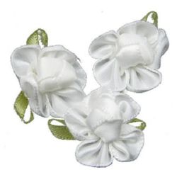 Тextile flowers, white color, 20x28 mm - 10 pieces