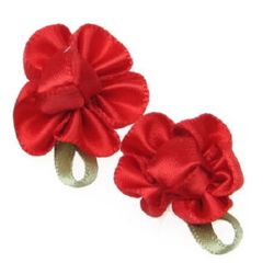 Red textile flowers, 20x28 mm - 10 pieces