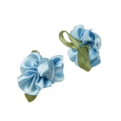 Light blue textile flowers, 20x28 mm - 10 pieces