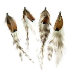 Feather for decoration 100 ~120 mm tip, gray brown - 1 piece