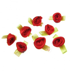 Червени декоративни рози с листенце 8 мм -50 броя