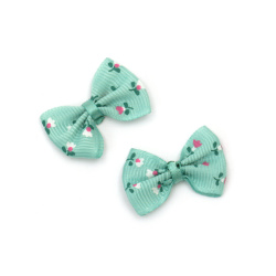 Ribbon 40 mm green light with flower -10 pieces